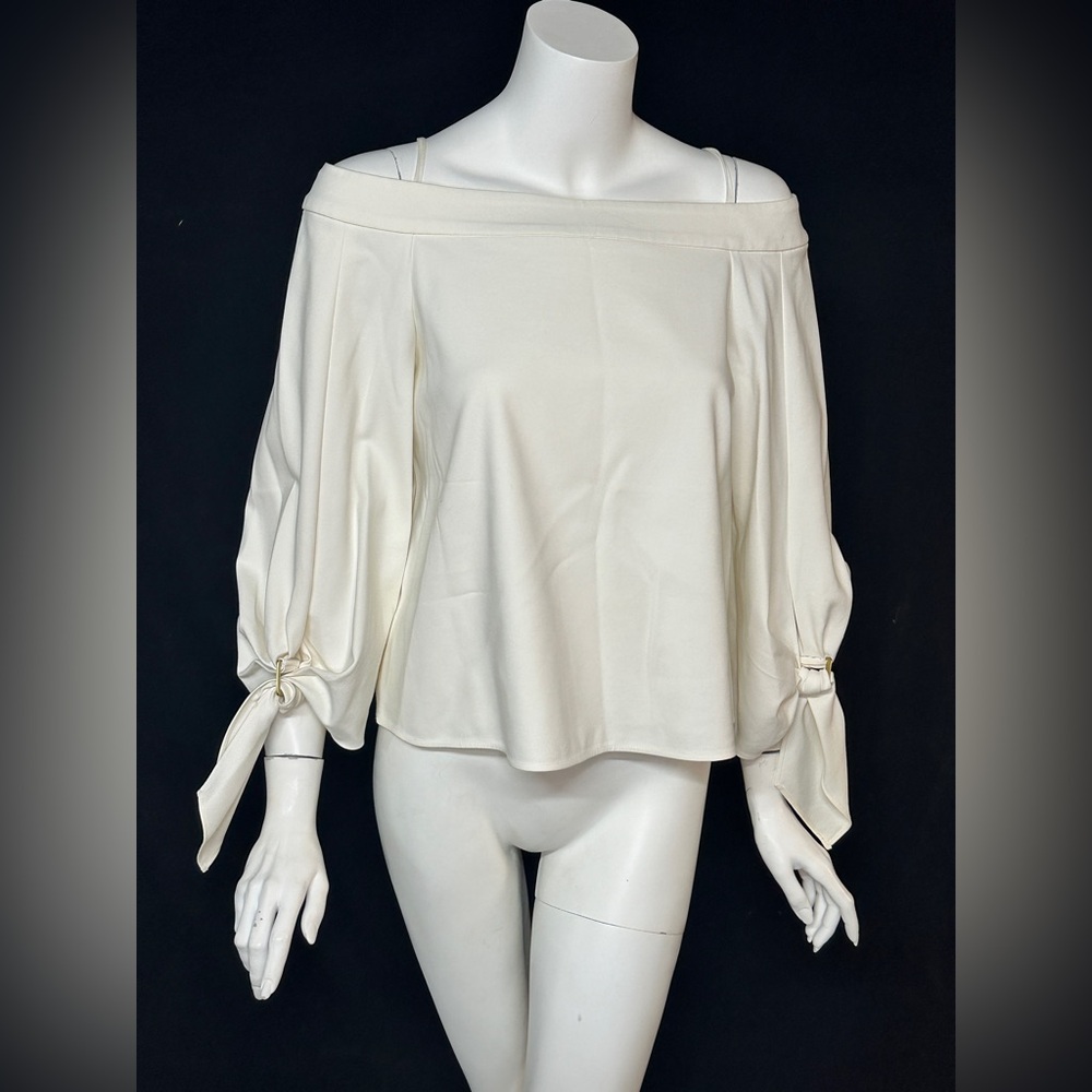 Tibi Size 6 Elegant Off-Shoulder Cream Top